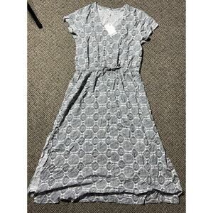 Splendid Collection White/Black V-Neck Floral Dress Womens XL NWT